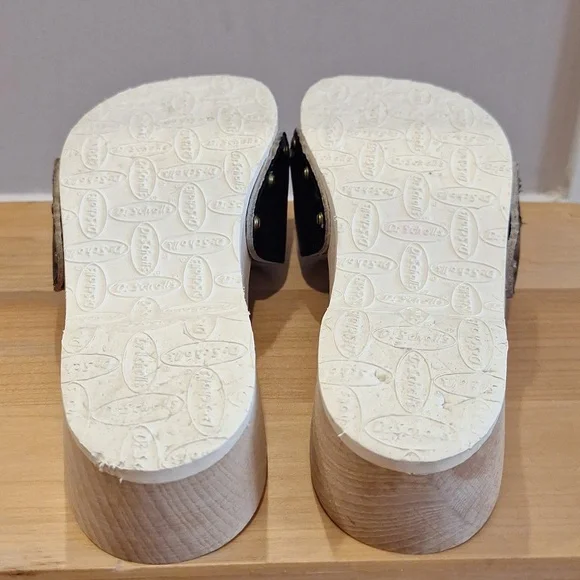 Nearly new vtg Dr Scholls original Black Leather Wood sz 7 - Picture 8 of 12